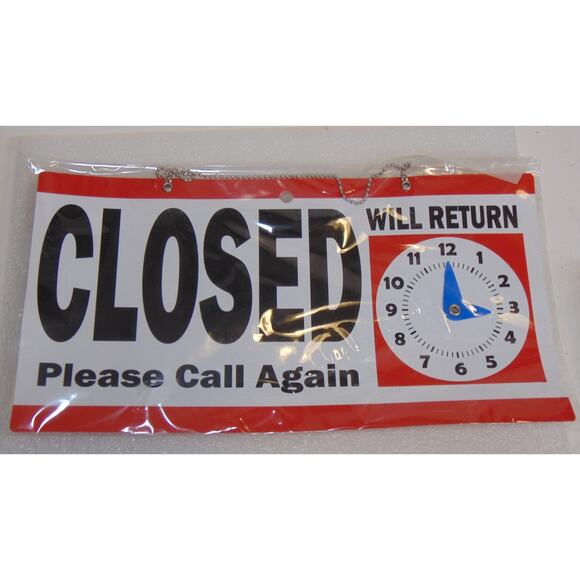 2 Sided Open & Closed Hanging Chain Store Door Window Sign Adjustable Time Clock - Picture 1 of 5